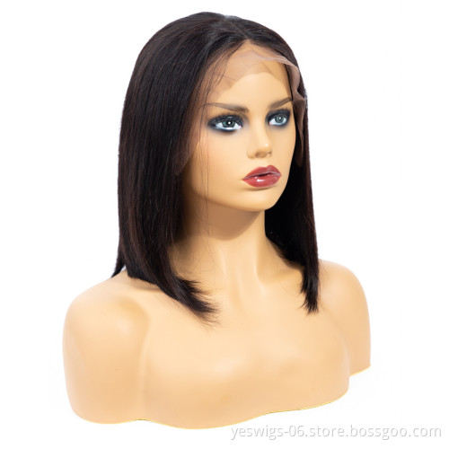 Cambodian Virgin Hair Human Cuticle Aligned Lace Front Wigs Short Bob Style Straight Wave Unprocessed 10A Remy Human Lace Wig